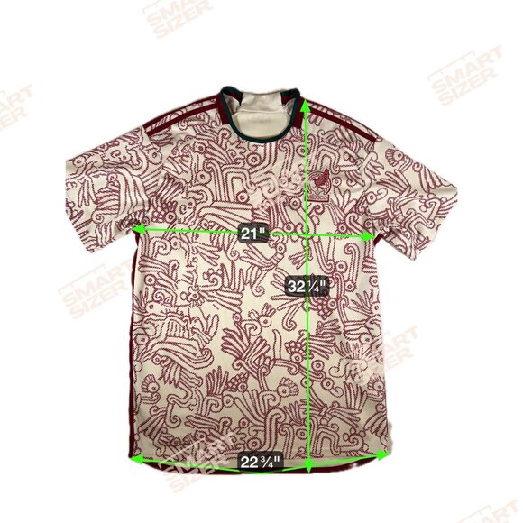 Mexico Soccer Team 2XL Jersey Beige & Red Aztec Pattern Short Sleeve - Picture 3 of 5